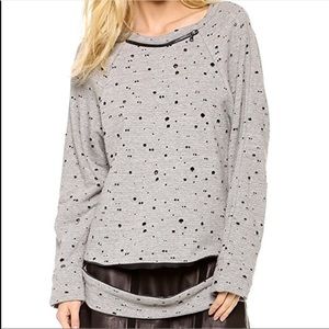 ROBERT RODRIGUEZ Distressed Sweatshirt Heathered Gray Zippers